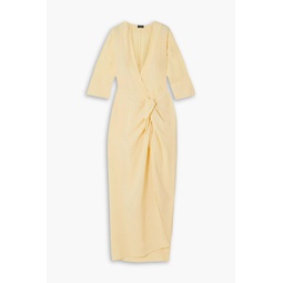 Convertible knotted crepe midi wrap dress