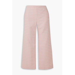 Cropped checked cotton-blend boucle-jacquard straight-leg pants