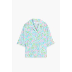 Floral-print silk-crepe shirt