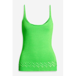 Pointelle-trimmed neon ribbed-knit tank