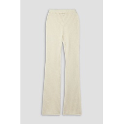 Halle pointelle-knit cotton flared pants