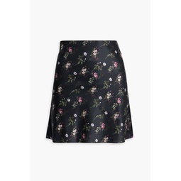 Aviva floral-print stretch-silk satin mini skirt