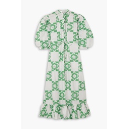 Bridgette ruffled floral-print cotton-poplin midi dress