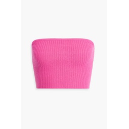 Strapless cropped ribbed cashmere top