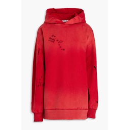 Fikka distressed embroidered cotton-fleece hoodie
