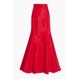 Fluted silk-faille maxi skirt