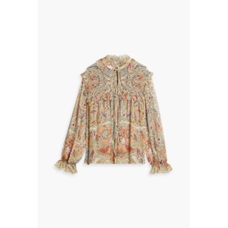 Ruffled paisley-print silk-georgette blouse