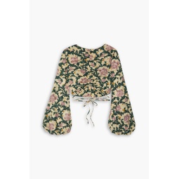 Mar cropped ruched floral-print ECOVERO-blend jacquard top