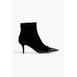 Lucy patent leather-trimmed velvet ankle boots
