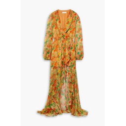 Vivian wrap-effect ruffled floral-print silk-chiffon maxi dress