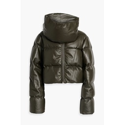 Quilted leather down jacket