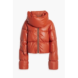 Quilted leather down jacket