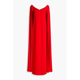 Cape-effect crepe gown