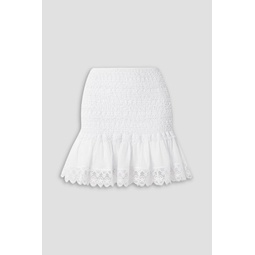 Fleur guipure lace and cotton-blend voile mini skirt