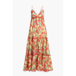 Melia tiered printed cotton-blend voile maxi dress