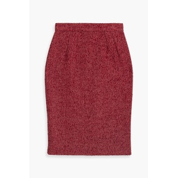 Herringbone wool-blend tweed pencil skirt
