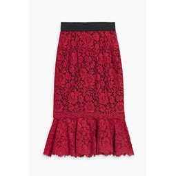 Fluted corded lace midi skirt