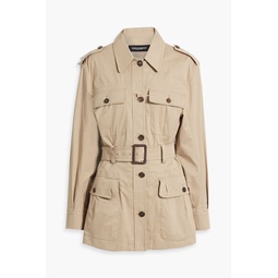 Belted cotton-blend gabardine jacket