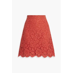 Scalloped cotton-blend corded lace mini skirt