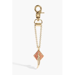 Gold-tone, enamel and faux pearl keychain