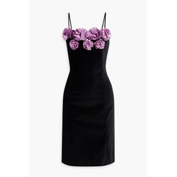 Gaby floral-appliqued cotton-velvet mini dress