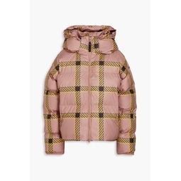 Quilted checked shell hooded jacket