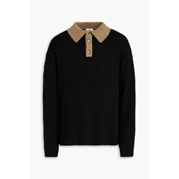 Cotton-blend polo sweater