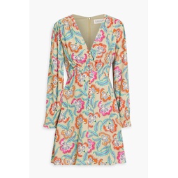 Eve button-detailed printed crepe mini dress