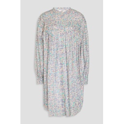 Pintucked floral-print cotton-mousseline shirt dress
