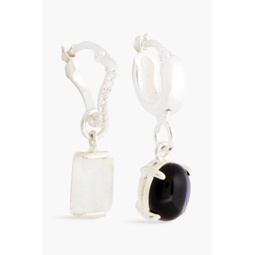Sterling silver, Siamite, moonstone and onyx earrings