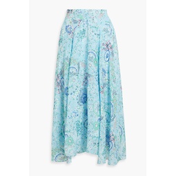 Ida floral-print silk-chiffon midi skirt