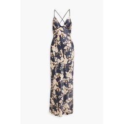 Opaline floral-print silk-satin maxi dress