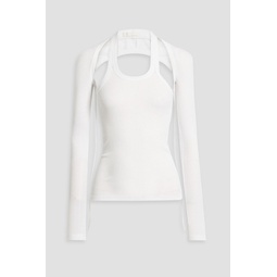 Convertible ribbed stretch-cotton jersey top