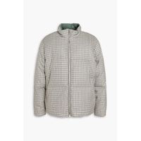 Reversible quilted houndstooth wool-tweed and shell down jacket