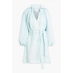 Linen-blend gauze mini dress