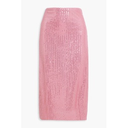 Crista sequined stretch-mesh midi skirt