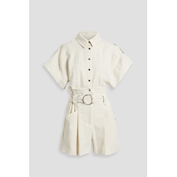 Belted textured crepe playsuit