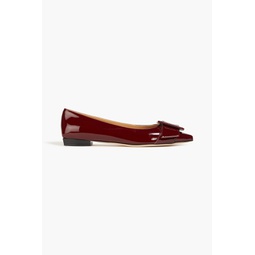 Buckled patent-leather point-toe flats