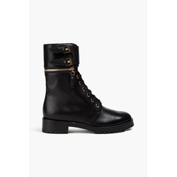 Zip-detailed leather combat boots