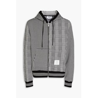 Houndstooth jacquard-knit cotton zip-up hoodie