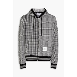 Houndstooth jacquard-knit cotton zip-up hoodie