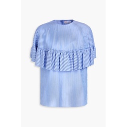 Ruffled striped cotton Oxford top