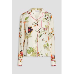 Floral-print silk-crepe shirt