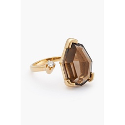 Gold-plated, quartz and Siamite ring