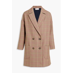 Double-breasted houndstooth tweed coat