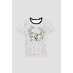 Embroidered printed cotton-jersey T-shirt