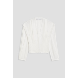 Elea organza-trimmed crepe blouse
