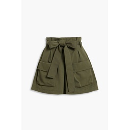 Belted cotton and wool-blend twill shorts