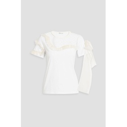 Ruffled point desprit-paneled cotton-jersey T-shirt