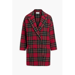 Double-breasted checked wool-tweed coat